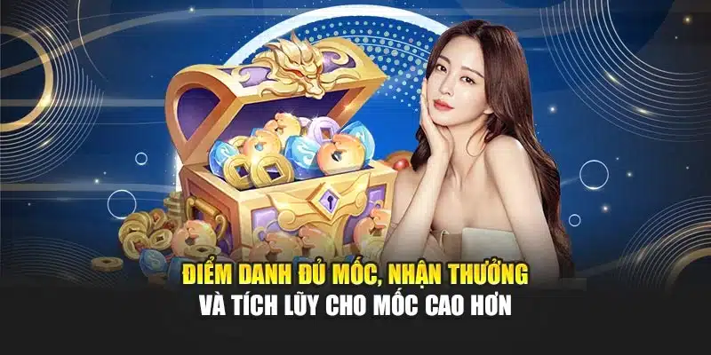 Điểm danh đủ mốc, nhận thưởng và tích lũy cho mốc cao hơn